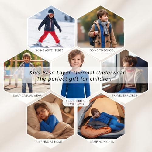 Minghe Kids Base Layer Thermal Underwear Set for Boy Long Sleeve Sky Blue — view 6