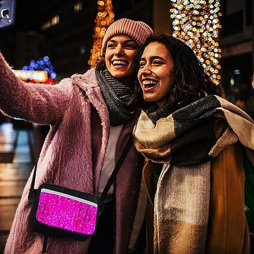 lumisonata Light up Purse Rechargeable LED Fanny Pack Unique Purses for Women Festival Essentials Rave Bag for Party, Disco, Carnival (White) — view 2