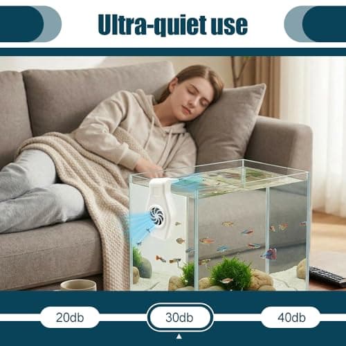 DONGKER Mini Aquarium Chiller Fan,USB Wall Mounted Fish Tank Cooling Fan with 2 Speed Modes Low Noise for Shrimp, Coral, Tropical & Saltwater Freshwater (Up to 10mm Thickness,within 60 * 60cm Tank) — view 3
