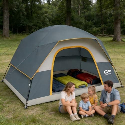 CAMPROS CP Large Family Tent for 6 People, Spacious Waterproof Camping Tent with 182 cm Standing Height, Easy Setup Dome Tent with Separate Living Space & Mesh Ventilation for Family Camping Holidays — view 4