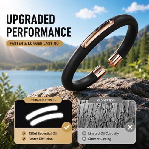 Natural Mosquito Repellent Bracelet with 6 Pcs Essential Oil Refills - DEET-Free Waterproof Insect Repellent Bands for Kids & Adults - Long-Lasting Bug Protection for Travel & Camping, Black — view 3