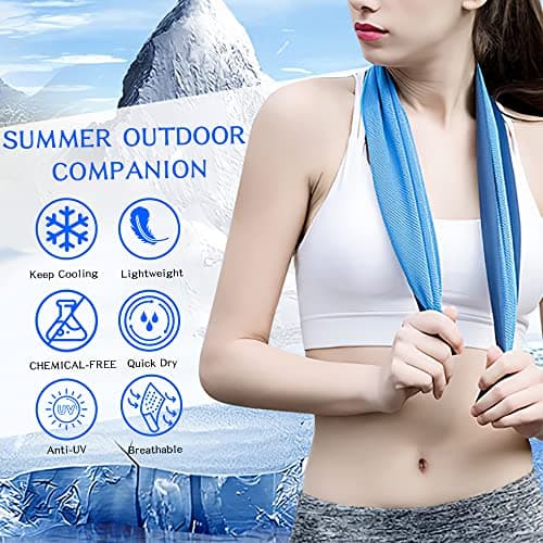 YORFULL Cooling Towels for Neck,Quick Drying Ice Towel Instant Cooling Relief,Soft Breathable Chilly Towel for Gym,Golf,Yoga,Camping,Running, Workout,and More Activities Blue — view 2