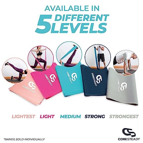 Coresteady Resistance Band For Men & Women - Exercise Band to Build Strength, Flexibility, Muscle & Tone - For Fitness, Stretching, Pilates, Physio & Yoga - With Exercise e-Guide — view 5