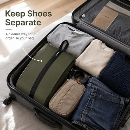 Travel Shoe Bag, Olive Green, Foldable, Fits Shoes Up to UK Size 12 — view 4