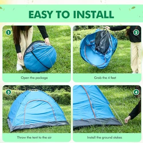 Woanger 10 Pack Bulk 2 Person Camping Tents for Homeless Lightweight Outdoor Tent with Rain Fly and Carrying Bag Waterproof Windproof Setup Pop Up for Homeless Camping Backpacking (Blue Orange) — view 6