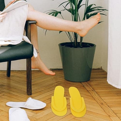 SOLUSTRE Disposable Spa Slippers Hotel Guest Footwear Beach Slippers Pedicure Slippers for Travel Home Salon Party Use Breathable Flip Flops Single Use — view 3