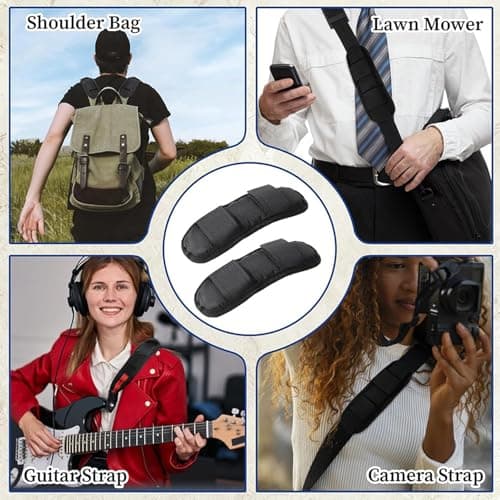 ANBOO 2 Pack Shoulder Strap Pads for Bags - Black Removable Non-Slip Cushion Pads (7.5x22cm) for Backpacks, Luggage, Guitar Straps - Pressure Relief & Comfort — view 4