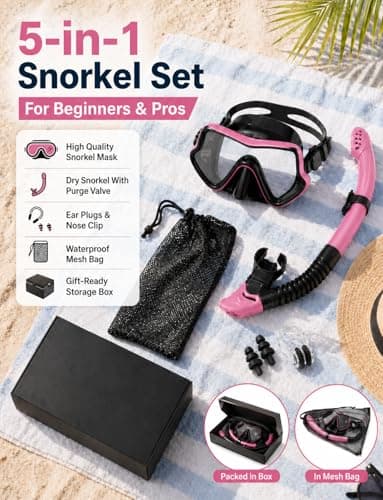 Vogista Dry Top Snorkel Set Adult, Anti-Fog & Anti-Leak Snorkeling Gears for Holiday, Diving Goggles Scuba Mask Adult for Snorkeling, Swimming, Travel - 2 Pack — view 3