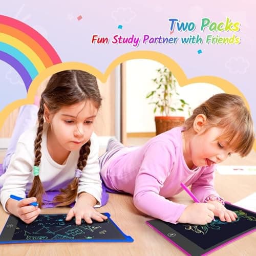 TECJOE 2 Pack LCD Writing Tablet, 10 Inch Colorful Doodle Board for Kids, Electronic Drawing Tablet Drawing Pads,Kids Travel Games Activity for Learning,Gifts for 3–6-Year-Old (Dark Blue and Magenta) — view 6