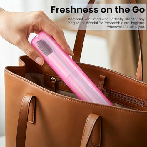 2pcs Travel Toothbrush Case, Toothbrush Cover for Travel with Drain Hole, Matte Blue Pink Toothbrush Case Storage Box for Travel Camping School Business — view 6