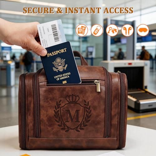 Elehui Leather Toiletry Bag Travel Dopp Kit for Men Dad Husband Boyfriend — view 6