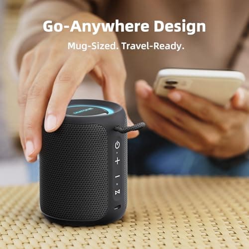 MIATONE Rush Pro Bluetooth Speaker, IPX7 Waterproof, 20W Deep Bass, 360° Sound, Switchable LED Light, Bluetooth Speaker TWS Compatible, Built-in Microphone, Bluetooth 5.4, Bath, Festival gifts (Black) — view 2
