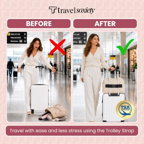 Trolley Strap - Easily Secure Your Bag to Your Luggage, Lower Stress During Travel, Travel Convenience (Black on Black) — view 2