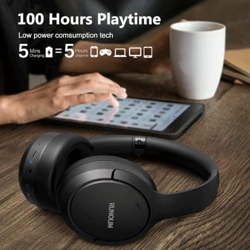 RUNOLIM Hybrid Active Noise Cancelling Headphones Bluetooth Wireless — view 3