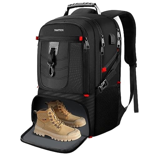 VESERI Backpack with Shoe Compartment,18.4in Laptop Bag for Travel Business,Sport Gym Bag for College School Bookbag for Men Women,Black