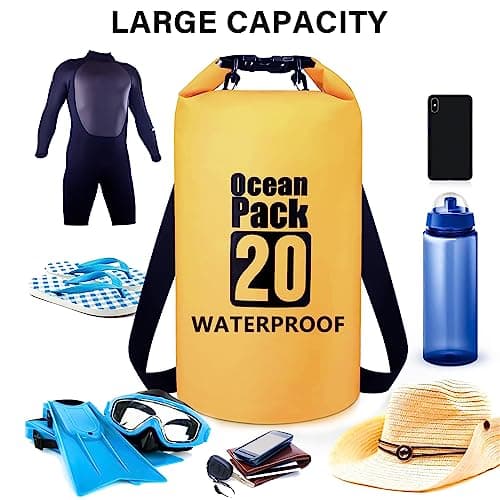 Invool Dry Bag, 5L/10L/20L/30L Waterproof Dry Bag, Dry Sack with Adjustable Shoulder Strap for Hiking, Swimming, Rafting, Surfing, Cycling, Camping, Fishing — view 5