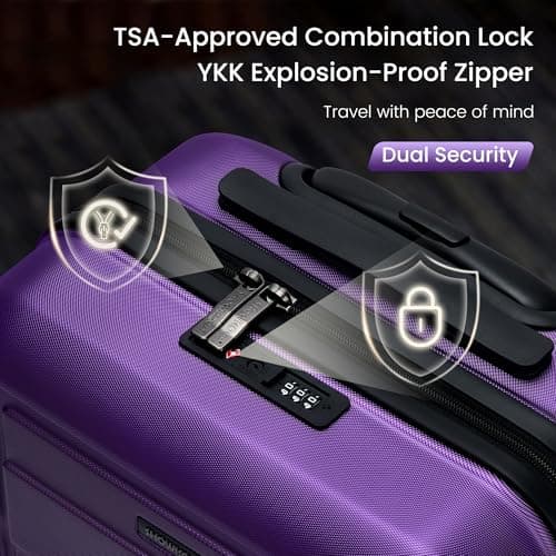 SHOWKOO Luggage Set 4 Piece Hardshell PC Expandable Suitcase, Purple — view 4