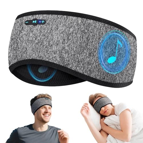 Veeniitosr Sleep Headphones Bluetooth 6.0 Headband, 2-IN-1 Comfort Headband Headphones for Side Sleepers with 20 Hours PlayTime HD Stereo Bluetooth Speakers for Sleeping, Sport (Grey)