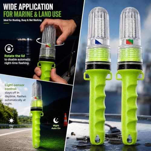 DVDVBOOM Boat Flares, 2Pcs 2026 New Upgraded Marine Emergency Safety Kit, Red Green, Blue White Mixed Color Strobe,Marine Emergency Distress Signals for Boating, Fishing Nets and Buoys — view 3