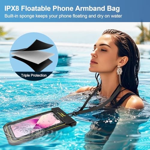 3 in 1 IPX8 Waterproof Phone Pouch and Armband, Floating Phone Dry Bag Case — view 3