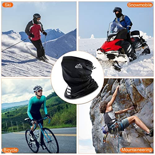 Winter Neck Warmer Neck Gaiter Ski Snood for Men with Thermal Fleece Waterproof Fabric, Face Covering Multifunction Headwear Elastic Tube Face Scarf Face Shield for Sports Cycling Skiing, Running — view 6