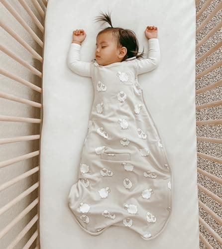 Woolino Ultimate 4 Season Baby Sleeping Bag - Merino Wool Baby Sleep Sack, Organic Cotton Outer, Temperature Regulating Year Round Wearable Blanket, Adjustable Universal Size 2-24 Months - Sheep — view 6