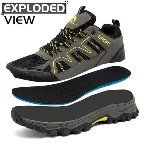 ASOCO DREAM Hiking Shoes Mens Womens Walking Boots Lightweight Breathable Trekking Climbing Trainers Outdoor Backpacking Camping Sneaker,Green,6 UK — view 5