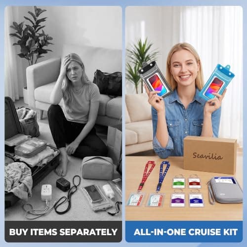 SEAVILIA Cruise Essentials 2026 Cruise Must Haves Kit, Passport Holder, ID & Boarding Documents Holder, Lanyards, Luggage Tags, Waterproof Phone Pouches,Travel Essentials — view 3