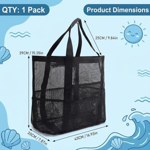 YFHUVB Mesh Beach Bag, Large Beach Bag, Lightweight Foldable Design for Beach Trips, Pool Visits, Family Outings and Travel Essentials, Durable Storage Solution for Adults — view 4