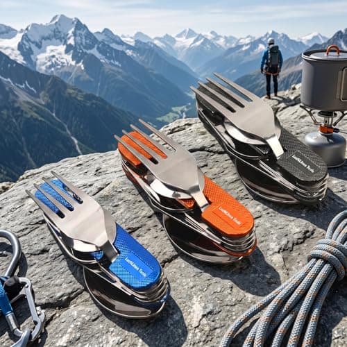 LuzNLinea Tools Portable 10-in-1 Camping Utensils - Detachable Travel Utensils Flatware Set - Compact Camping Multitool with Spoon, Fork, for Outdoor Adventures (Grey) — view 4