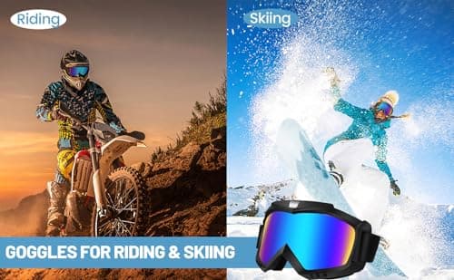 VJK Bike Motorcycle Goggles for Riding, Dirt, Ski, ATV, Racing - Motocross Helmet Windproof Glasses for Adults — view 2