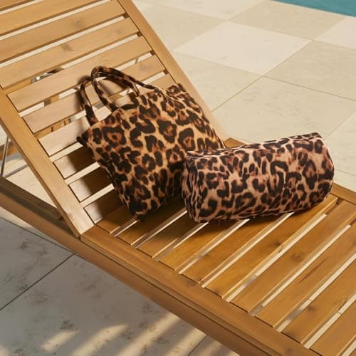 OHS Leopard Inflatable Bolster Pillow, Gifts for Women Lightweight Compact Back Support Beach Pillow with Soft Microfibre Cover for Sun Loungers Poolside Portable Travel Cushion, 36 x 16 x 16cm — view 4