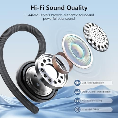 Wireless Earbuds, New 128H Bluetooth 5.4 Headphones Sport with Earhooks, Earbuds Dual LED Display, 4 ENC Noise Cancelling Mic Wireless Earphones, IP7 Waterproof Ear Buds for Sport/Gym/Running — view 2