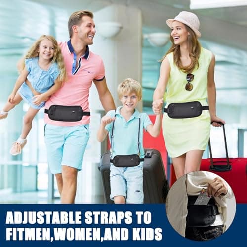 Money Belts for Travel Hidden Men Women, Passport Holder Secure Travel Money Pouch RFID Blocking Travel Wallet Anti-Theft Bumbag with 3 RFID Card Protector Sleeve Waterproof Fanny Pack — view 6