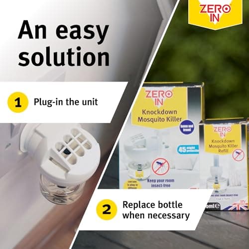 Zero In Knockdown Plug-In Mosquito Killer - Odour-Free Plug-In Insect Repellent Unit - Kills Mosquitoes, Midges, & Biting Insects on Contact - Provides Up to 45 Nights of Protection - 30ml Bottle — view 6