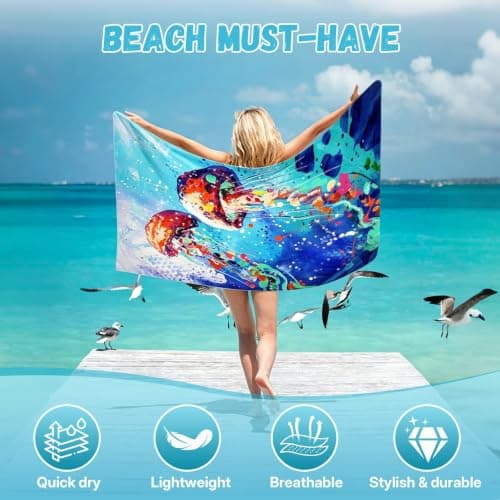 Microfibre Beach Towels for Adults, 180 × 90 cm Extra Large Quick Dry Towel — view 6