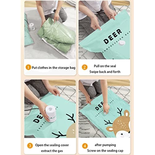 Vacuum Storage Bags Vacuum Storage Bags Reusable With Electric Pump Vacuum Sealer Bags Or Clothes, Mattress, Blanket, Duvets, Pillows 4-8 Pack Compression Bags For Travel (Color : Electric Pump 4 — view 6