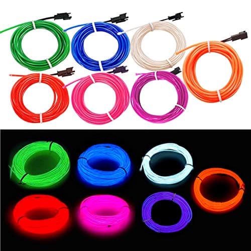MaxLax EL Wire 7 Pack, 16.4ft Neon Light Wire Noise Reduction with Battery Pack(7 Color)… (16.4ft)… — view 2