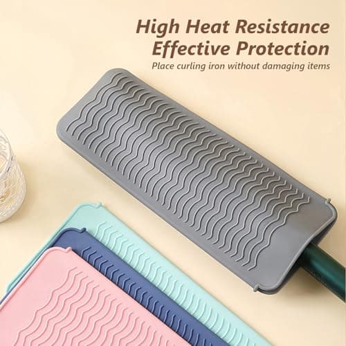 Flintronic Silicone Heat Resistant Mat, Heat Resistant Silicone Mat Pouch for Curling Irons, Heat Proof Protection Mat for Travel Home Salon Flat Iron Hair Styling Tools, Black — view 6