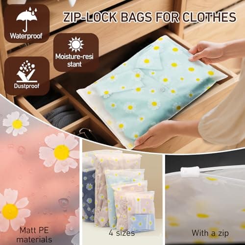 Reusable Zip Bags 40 Pack, Clothes Storage Bags for Travel Organising — view 3