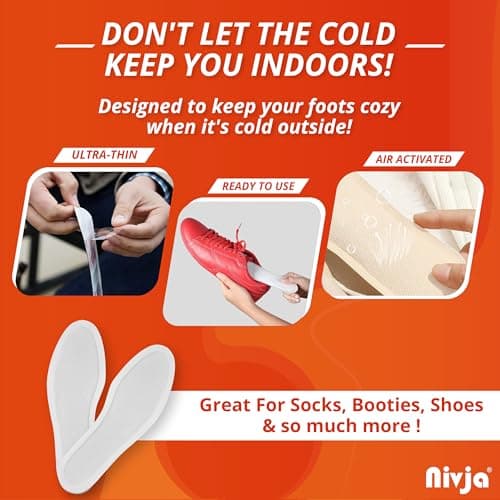 Nivja Top Heat Foot Warmers – 8 Hours Warmth – Air Activated – Instant – 100% Natural Heat (Pack of 1, Medium) — view 5