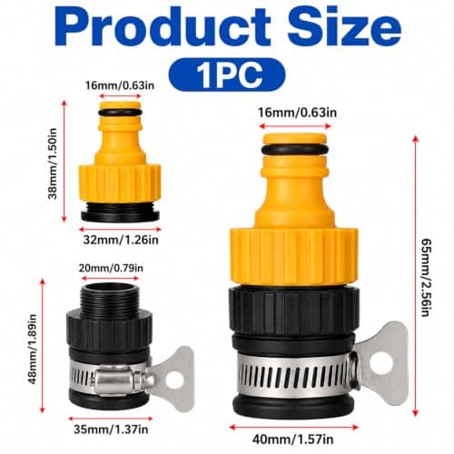 EUQWOSDD Tap to Hose Connector, Universal Kitchen Tap Hose Adapter, Detachable Water Pipe Fitting for Gardening, Car Washing, Cleaning, Easy Quick Connect & Disconnect — view 2