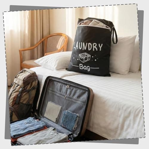 saerryor 2 Pcs Portable Travel Laundry Bag with Zipper, Black Gray — view 6