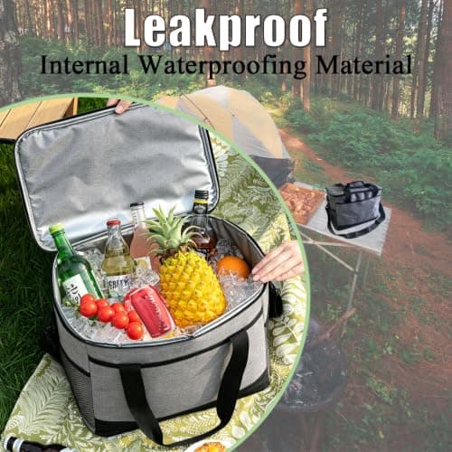 Cool Bag - 30 Litre Cool Box - Collapsible & Insulated Cooler Bag Lunch Bag Keep Warm & Cold, Leak-Proof, With Carriying Straps, Multiple Pockets -for Travel Camping Picnics BBQ Outdoor Activities — view 4