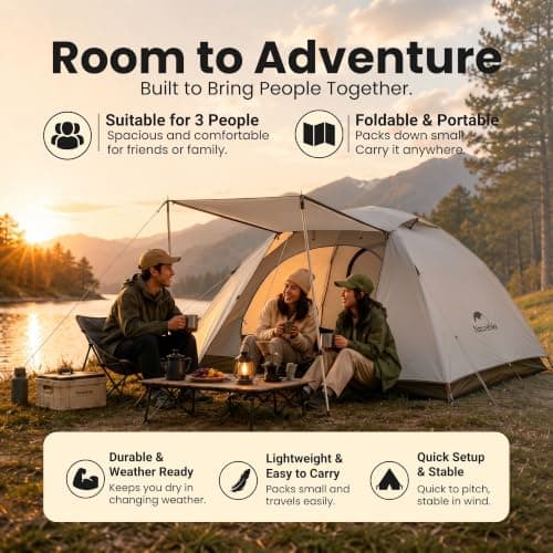 Naturehike Cloud-Creek Series 3 Person Tent – Lightweight Waterproof Camping & Backpacking Tent with Aluminium Poles, UPF50+ & Double Layer Design White — view 4