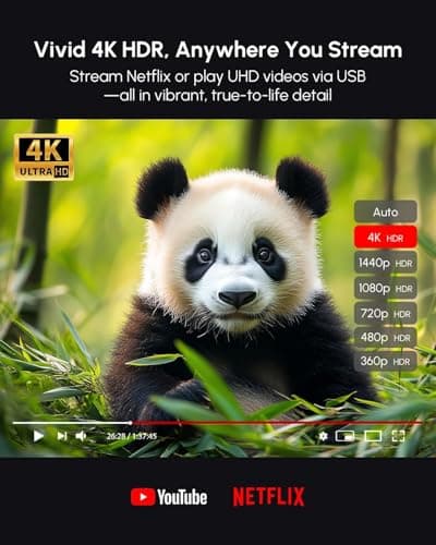 Daytime 4K Projector with Google TV, 2300 ANSI Lumens Smart Projector for Bright Rooms & Outdoor Movie Nights, 38W Dolby Audio, ToF Autofocus, WiFi 6 Bluetooth5.4, HDMI ARC, Home Cinema HDR10 — view 4
