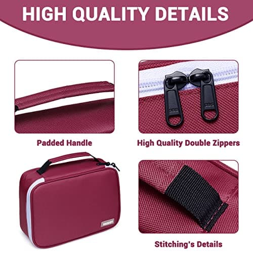 VASCHY Large Pencil Case, Pen Pouch Bag with Detachable Layers for Girls Portable Aesthetic Maker Holder with Big Compartment and Top Handle Desk Organizer for Adult Women College Office Burgundy — view 6