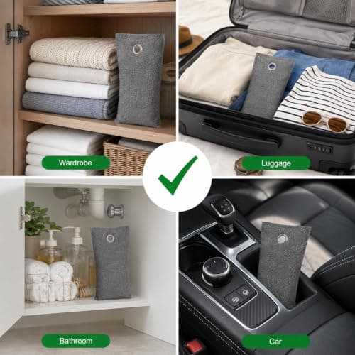 Bamboo Activated Charcoal Odor Absorber Bags, 1200g 16 Pack (16×75g) — view 3