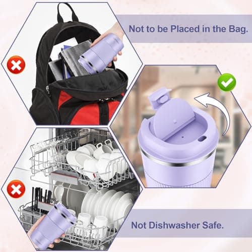 MOMSIV Coffee Cup, Insulated Coffee Cup with Leakproof Lid, Non-Slip Vacuum Reusable Stainless Steel Eco-Friendly Travel Office Mug for Hot and Cold Water Coffee and Tea, 380ml/13oz(Purple) — view 6