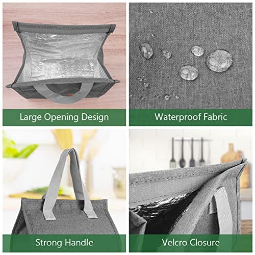 Vicloon Lunch Bags for Women Men, Portable Lunch Box Bag, Insulated Cooler Bag Thermal Leak-Proof Lunch Organizer, Thermal Cooler Bag for Work Outdoor School Travel (Grey) — view 3